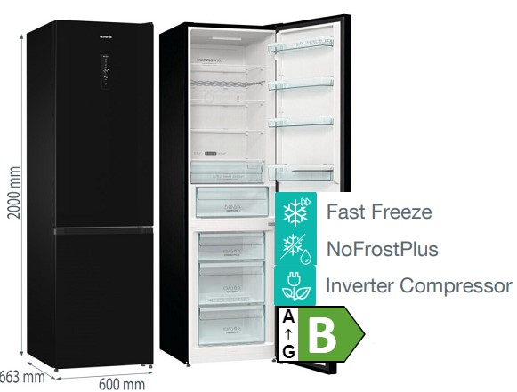 Gorenje NoFrostPlus-Kühl-/ Gefrierkombination - 200 cm - schwarz