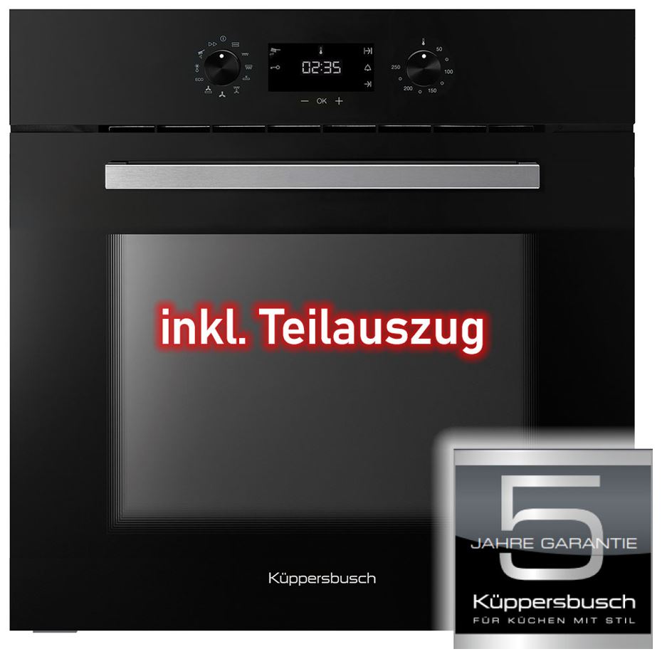 Küppersbusch B 6120.0 S A+ Einbaubackofen schwarz + ZB 1003 Teilauszug - 5 Jahre Garantie